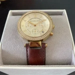 Michael Kors Parker MK2249 brown leather strap watch